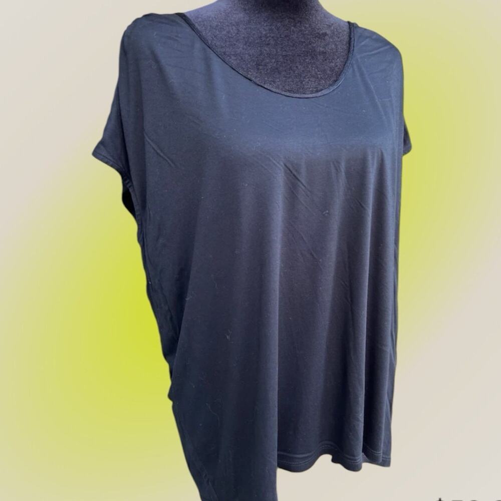 Chico's 3 (L 16) Women's Black Blouse -Top, Cap Sleeves